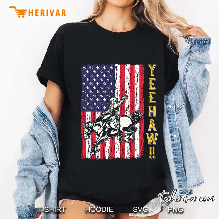 Yeehaw Cowboy American Flag Version Ladies Tee