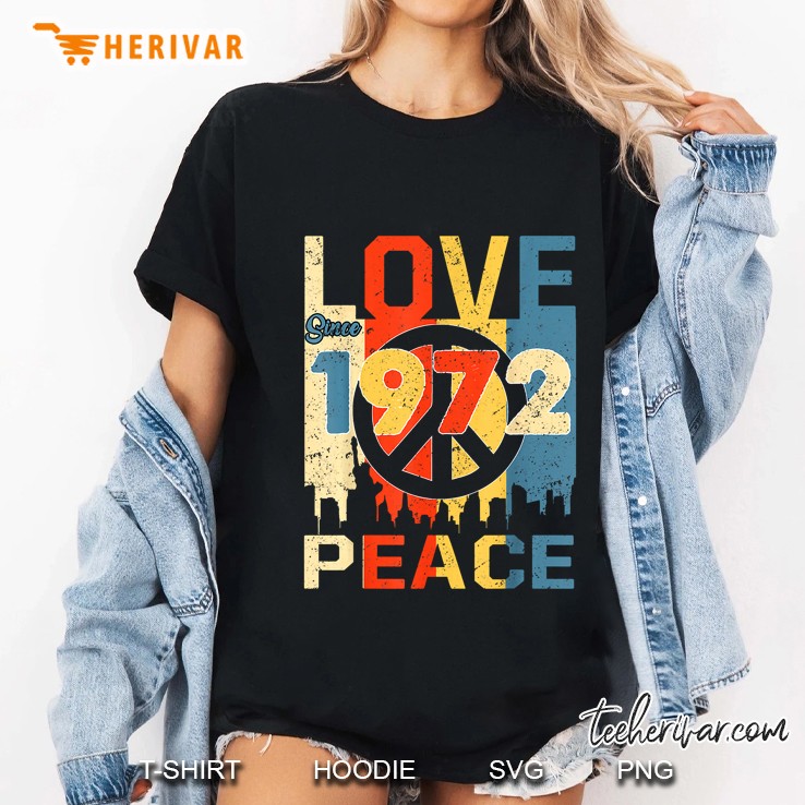 Love Since 1972 Peace Vintage Version Ladies Tee