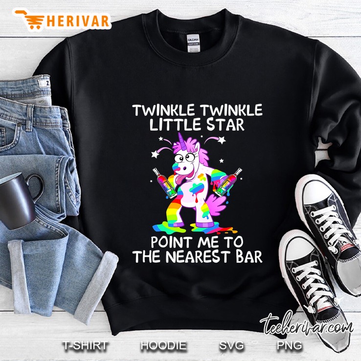 Twinkle Twinkle Little Star Point Me To The Nearest Bar Unicorn Watercolor Version Sweatshirt