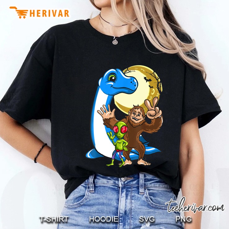 Bigfoot Sasquatch Loch Ness Monster Nessie Alien Ladies Tee