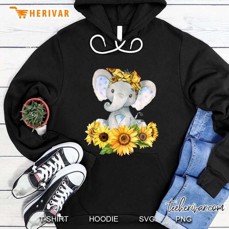 Baby Elephant With Sunflower Bandana Version Hoodie