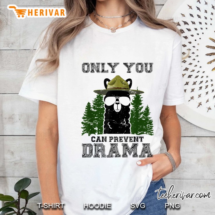 Only You Can Prevent Drama Llama With Glasses Version Ladies Tee