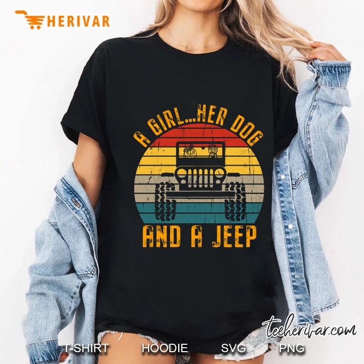 A Girl Her Dog And A Jeep Vintage Version2 Ladies Tee