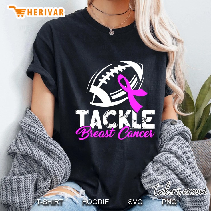 Tackle Breast Cancer Football Version Ladies Tee