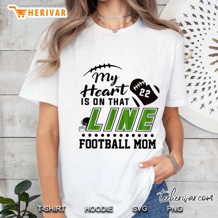My Heart Is On That Line Football Mom Ladies Tee