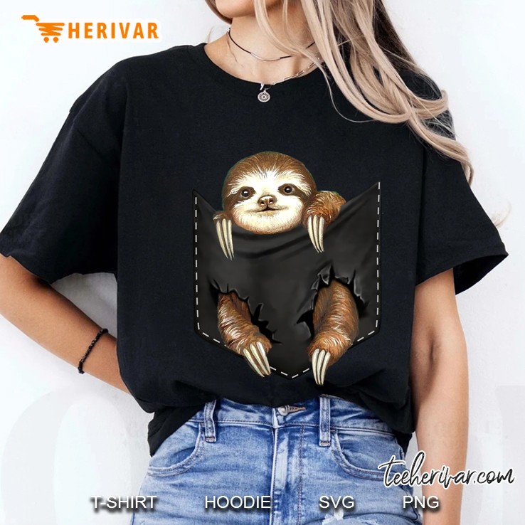 Sloth In Pocket Black Version Ladies Tee