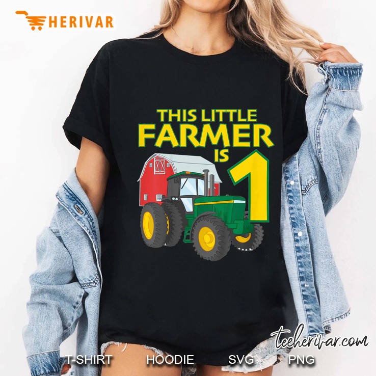 This Little Farmer Is 1 Tractor Version Ladies Tee