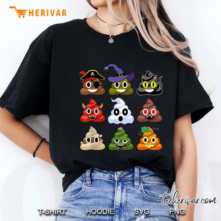 Halloween Poop Emojis Funny Ladies Tee