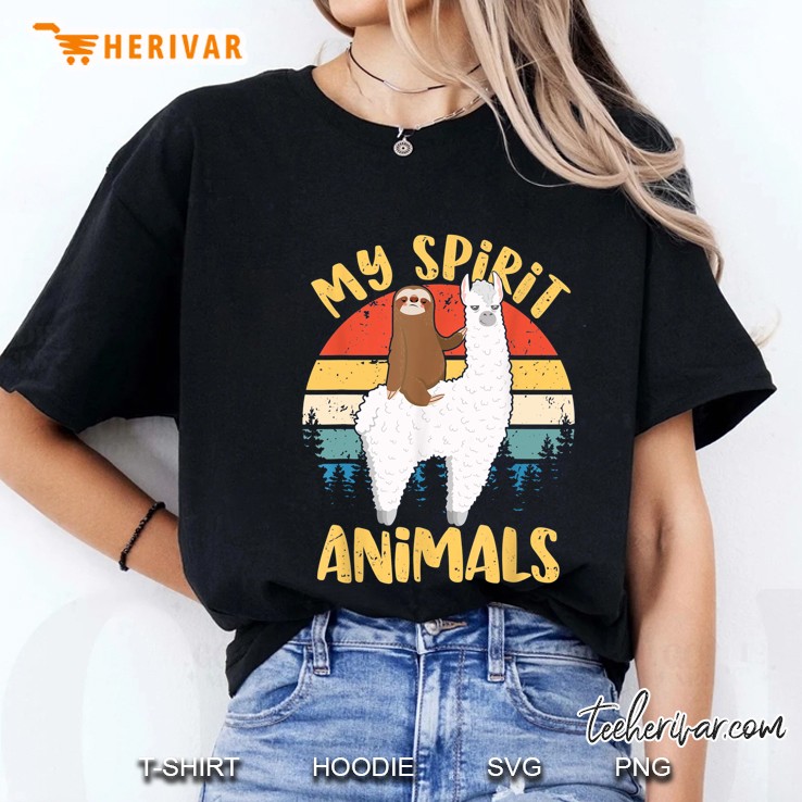 My Spirit Animals Sloth Riding Llama Vintage Version Ladies Tee
