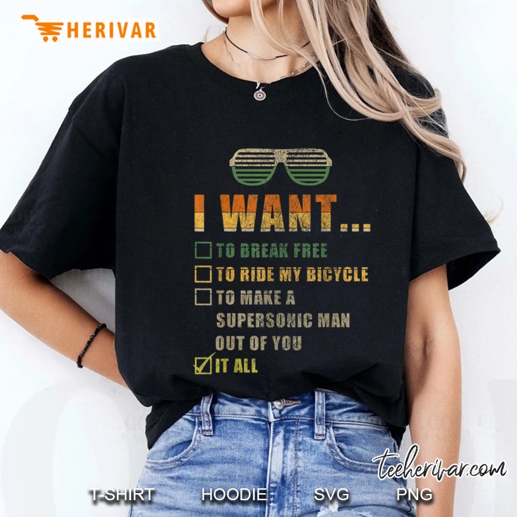 I Want To Break Free To Ride My Bicycle Glasses Vintage Version Ladies Tee