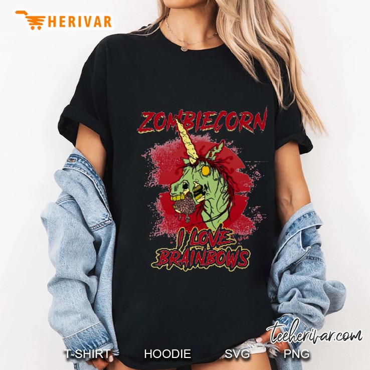 Zombiecorn I Love Brainbows Halloween Ladies Tee
