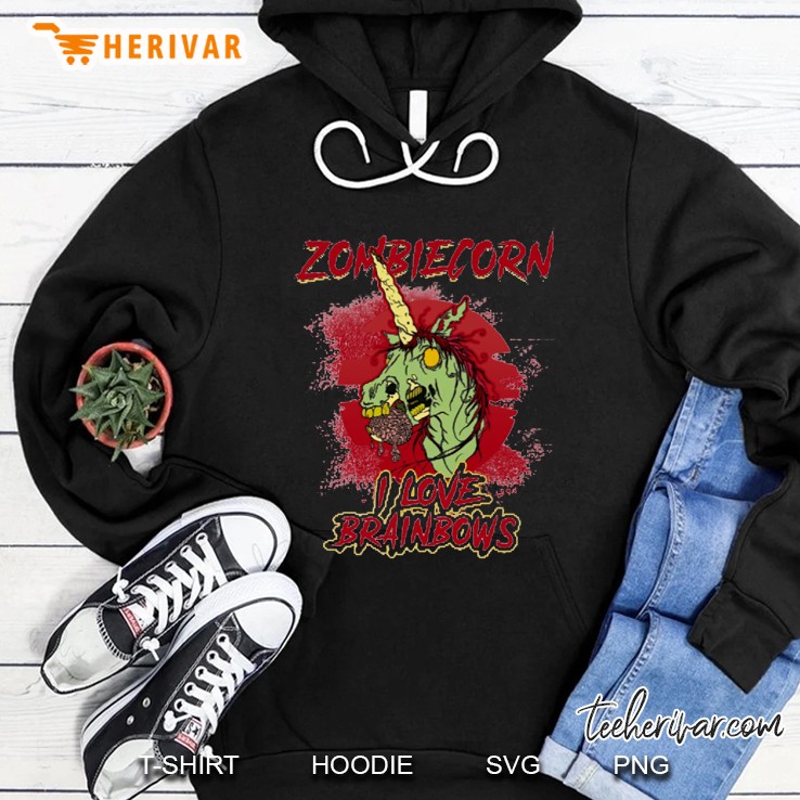 Zombiecorn I Love Brainbows Halloween Hoodie