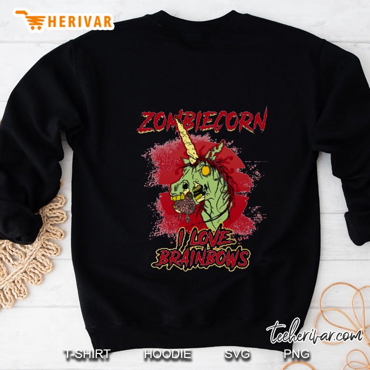 Zombiecorn I Love Brainbows Halloween Sweatshirt