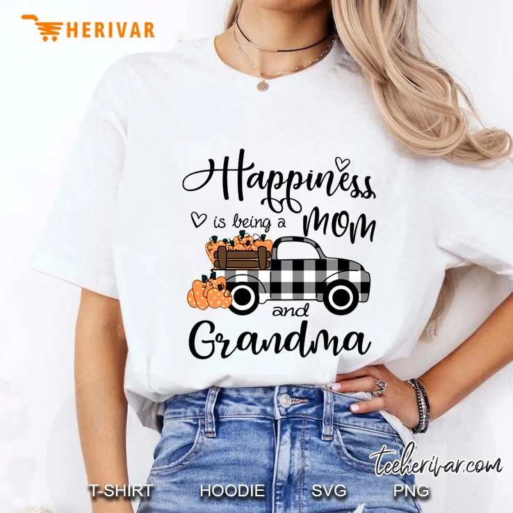 Happiness Is Being A Mom And Grandma Plaid Car Version Ladies Tee