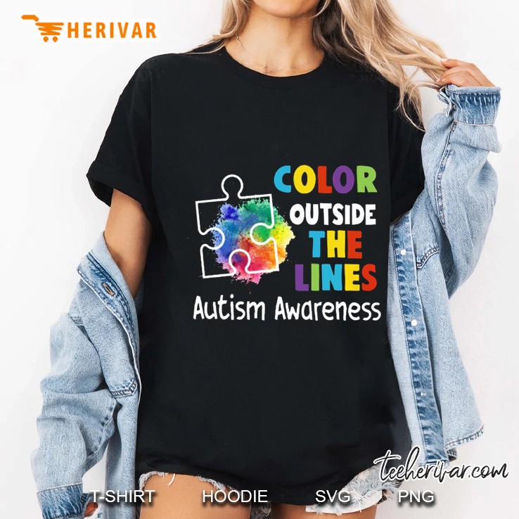 Color Outside The Lines Autism Awareness Ladies Tee