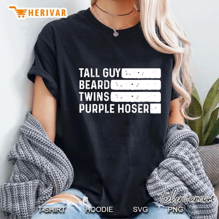 Tall Guy Beard Twins Purple Hoser Ladies Tee