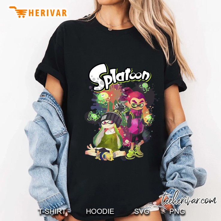 Splatoon Inkling Duo Paint Splatter Poster Ladies Tee