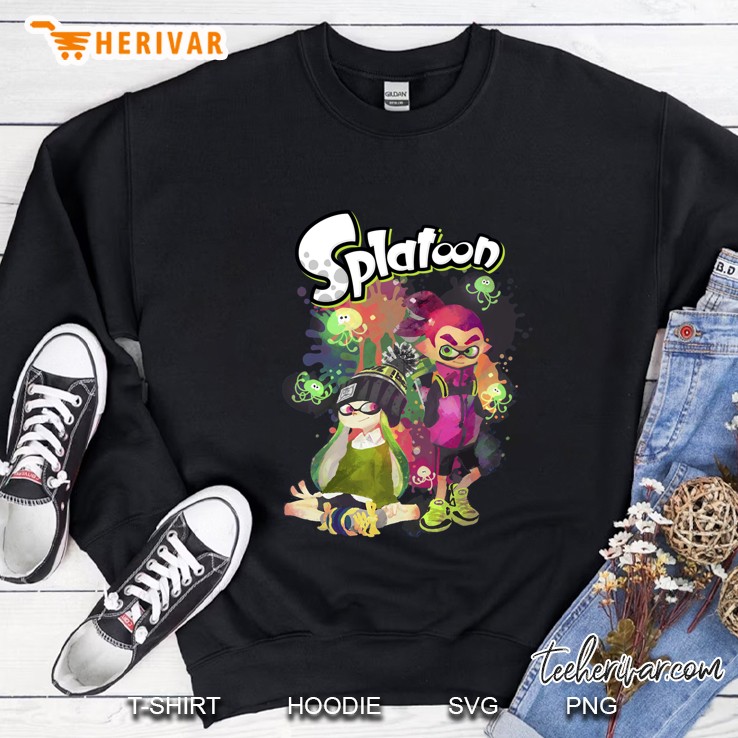 Splatoon Inkling Duo Paint Splatter Poster Sweatshirt