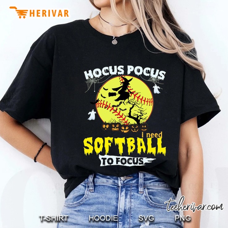 Hocus Pocus Softball To Focus Halloween Ladies Tee