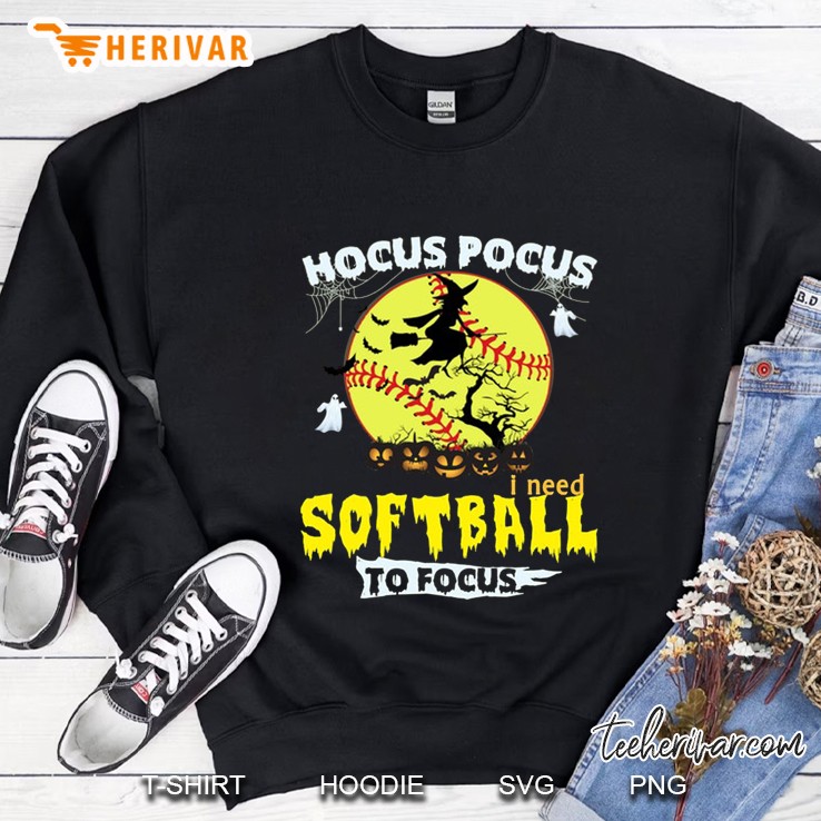 Hocus Pocus Softball To Focus Halloween Sweatshirt