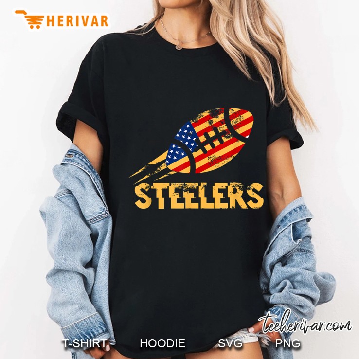 Steelers Football American Flag Version Ladies Tee