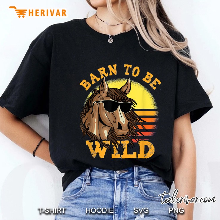 Barn To Be Wild Horse With Glasses Vintage Version Ladies Tee