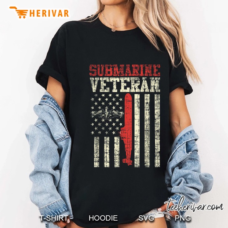 Submarine Veteran American Flag Version Ladies Tee
