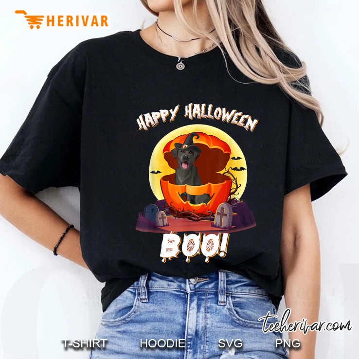 Happy Halloween Boo Dog Witch Ladies Tee