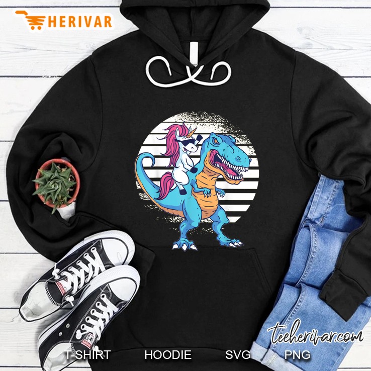 Unicorn Riding T-Rex Version2 Hoodie