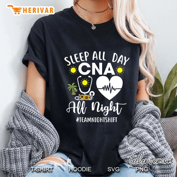 Sleep All Day CNA All Night #Teamnightshift Black Version Ladies Tee