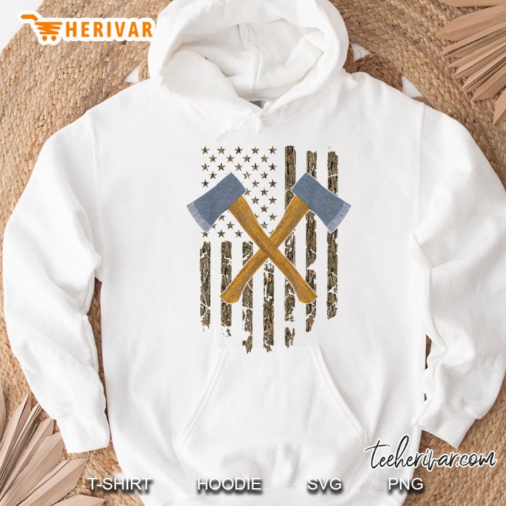 Axe Throwing American Flag Hatchet Tree Hoodie