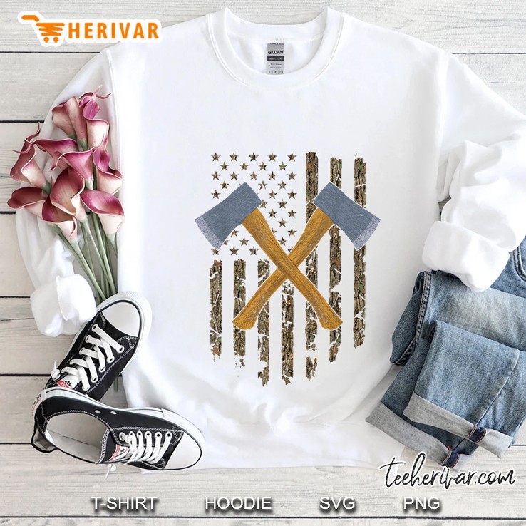Axe Throwing American Flag Hatchet Tree Sweatshirt