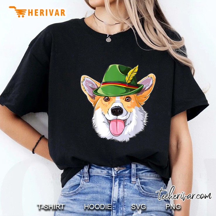 Corgi Oktoberfest Lederhosen Alpine Hat Ladies Tee