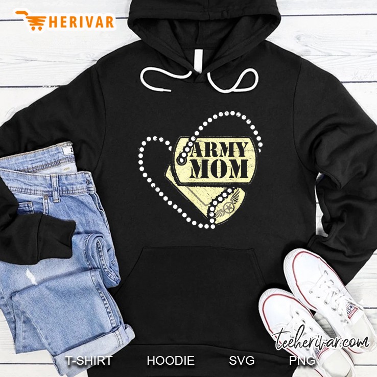 Army Mom Dog Tags Heart Hoodie