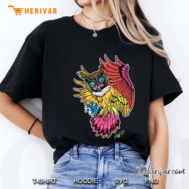 Coloful Horned Owl Ladies Tee