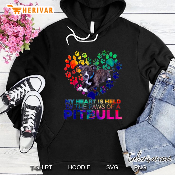 My Heart Is Held By The Paws Of A Pitbull Colorful Version Hoodie