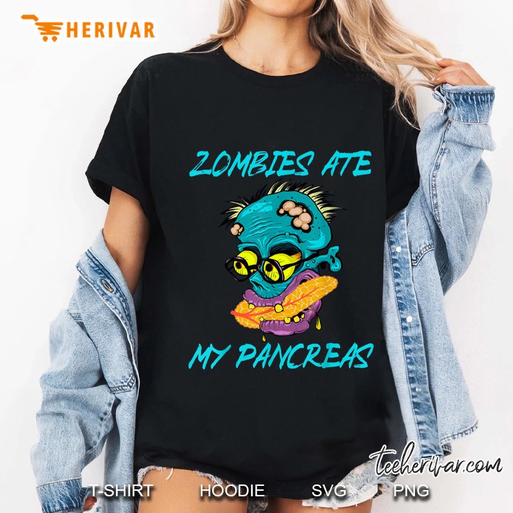 Zombies Ate My Pancreas Halloween Version2 Ladies Tee