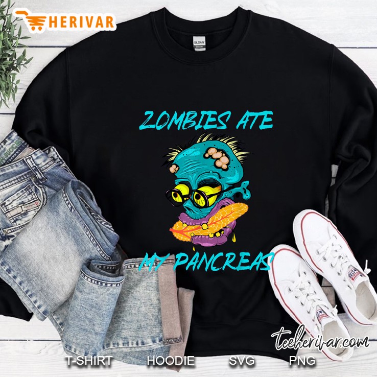 Zombies Ate My Pancreas Halloween Version2 Sweatshirt