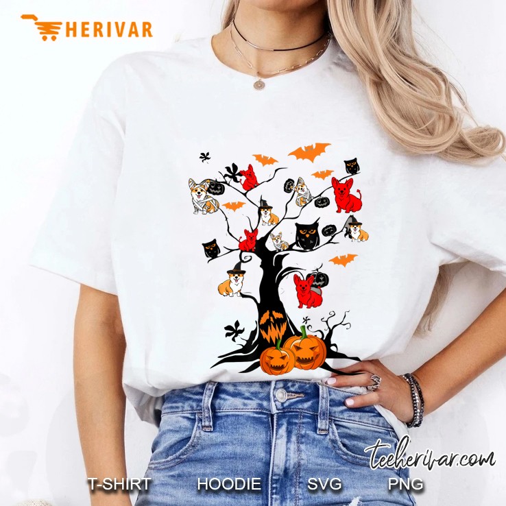 Halloween Corgi Tree Ladies Tee
