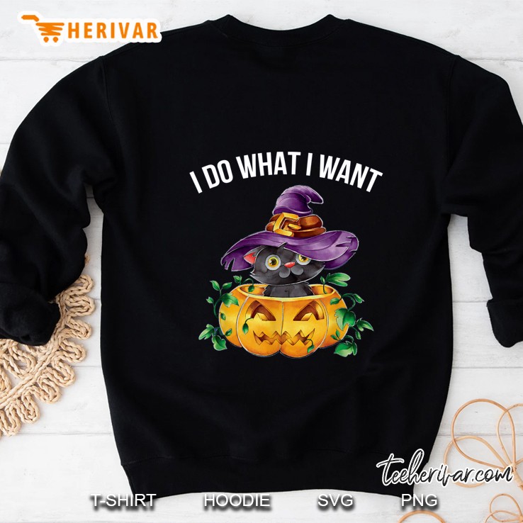 I Do What I Want Cat Witch Pumpkin Halloween Sweatshirt