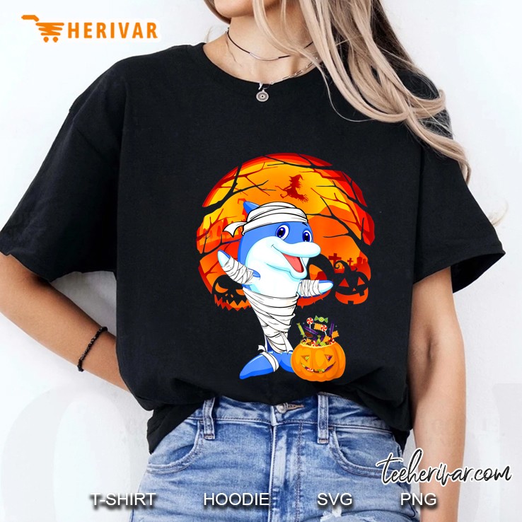 Mummy Dolphin Halloween Ladies Tee