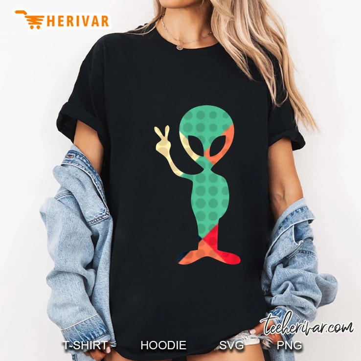 Groovy Retro Alien Peace Sign Ladies Tee