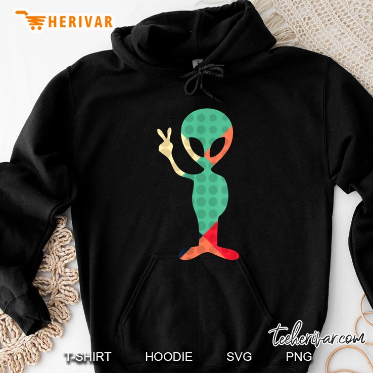 Groovy Retro Alien Peace Sign Hoodie
