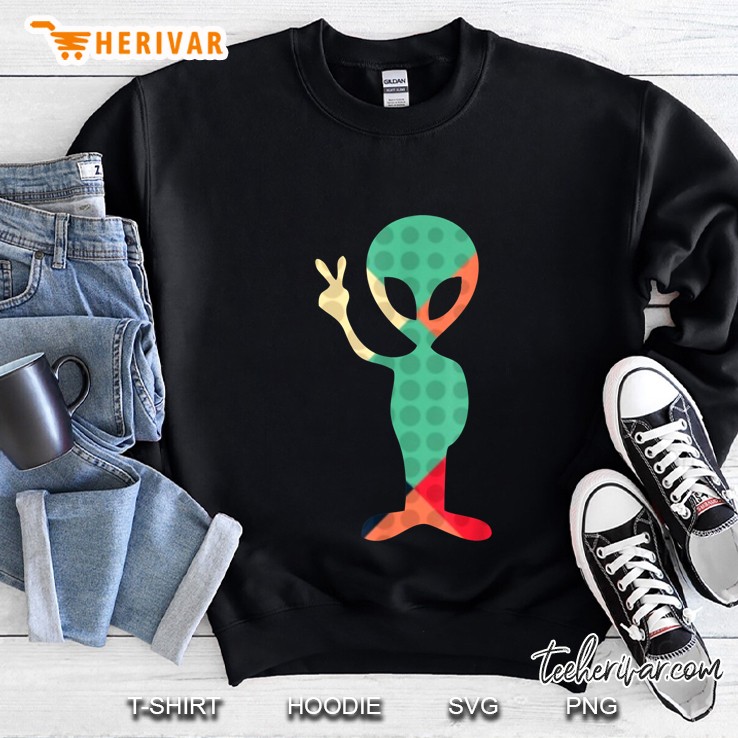 Groovy Retro Alien Peace Sign Sweatshirt