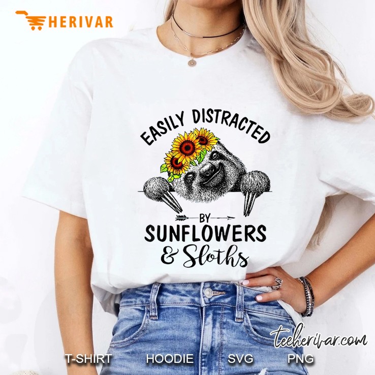 Easily Distracted By Sunflowers & Sloths Ladies Tee