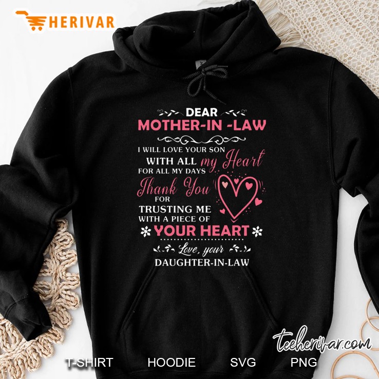 Dear Mother In Law I Will Love Your Son With All My Heart For All My Days Black Version Mugs