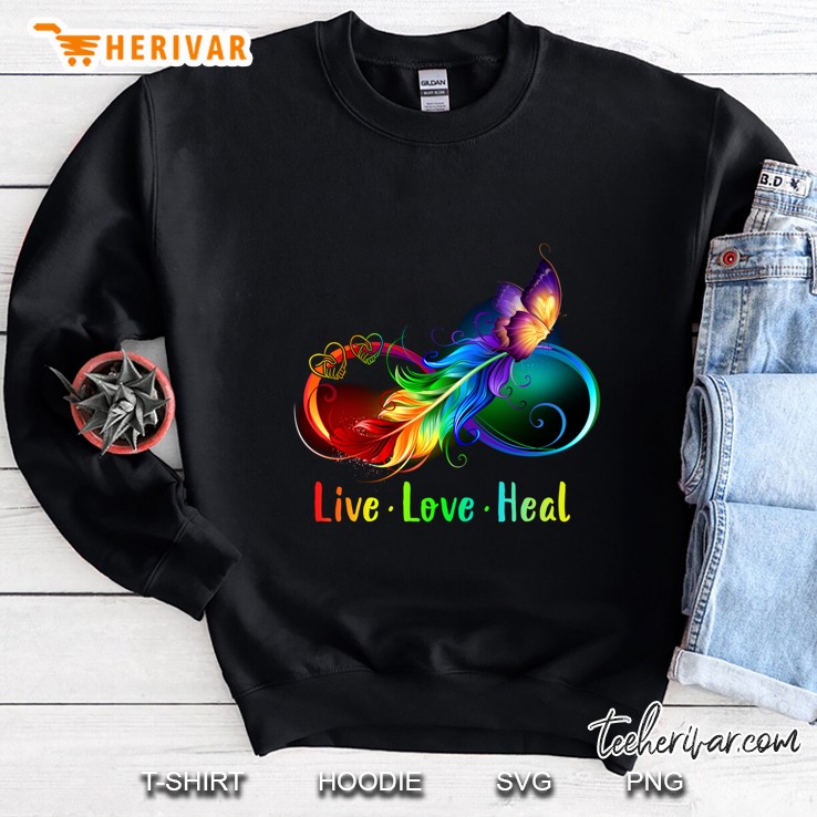 Live Love Heal Colorful Feather Butterfly Sweatshirt