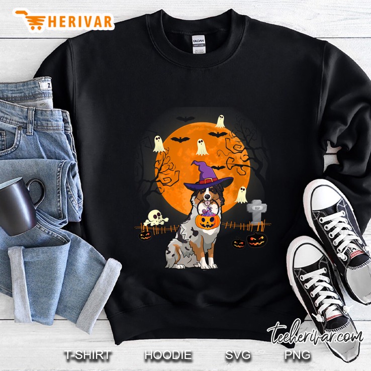 Australian Shepherd Dog Witch Halloween Sweatshirt