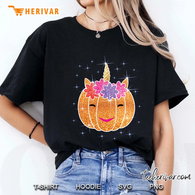 Unicorn Pumpkin Sparkle Halloween Ladies Tee