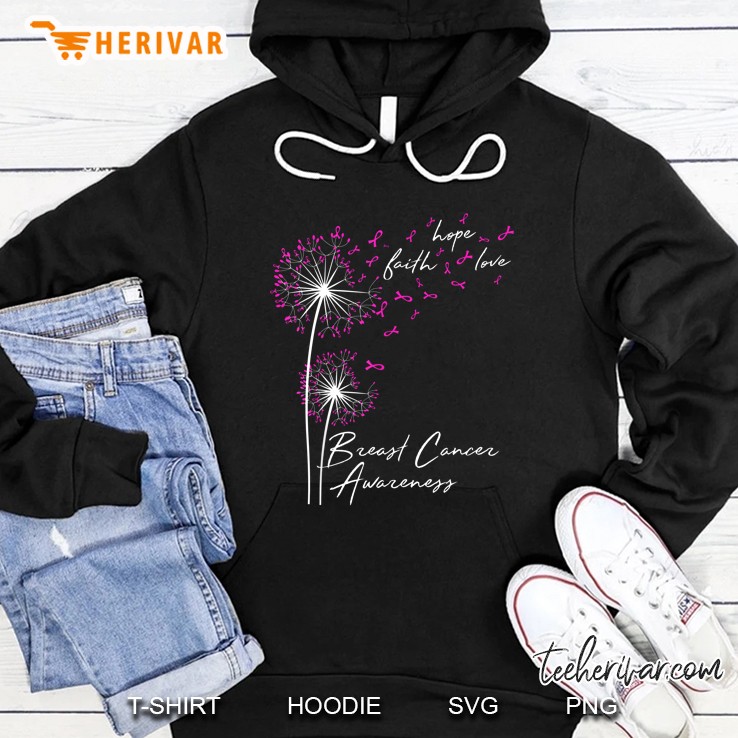Hope Faith Love Breast Cancer Awareness Dandelion Version Hoodie